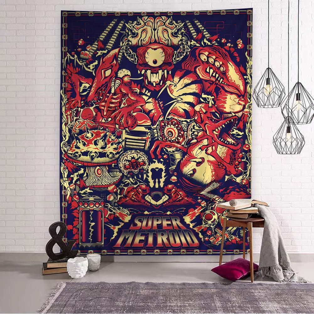 Metroid Themed Anime Tapestry Hanging Tarot Hippie Wall Rugs Dorm Home Decor