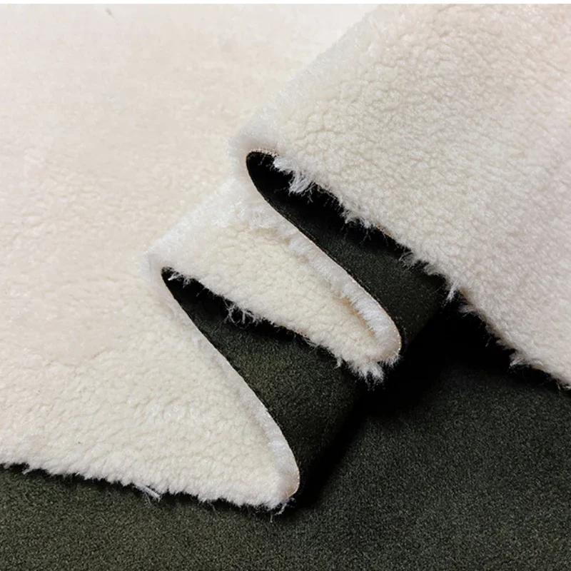 Tessuto Composito Suede e Lana d'Agnello Spesso 50x150cm Caldo per l'Inverno Cappotto Abbigliamento da Motociclista Giacca a Vento Tessuto alla Moda per Cucito