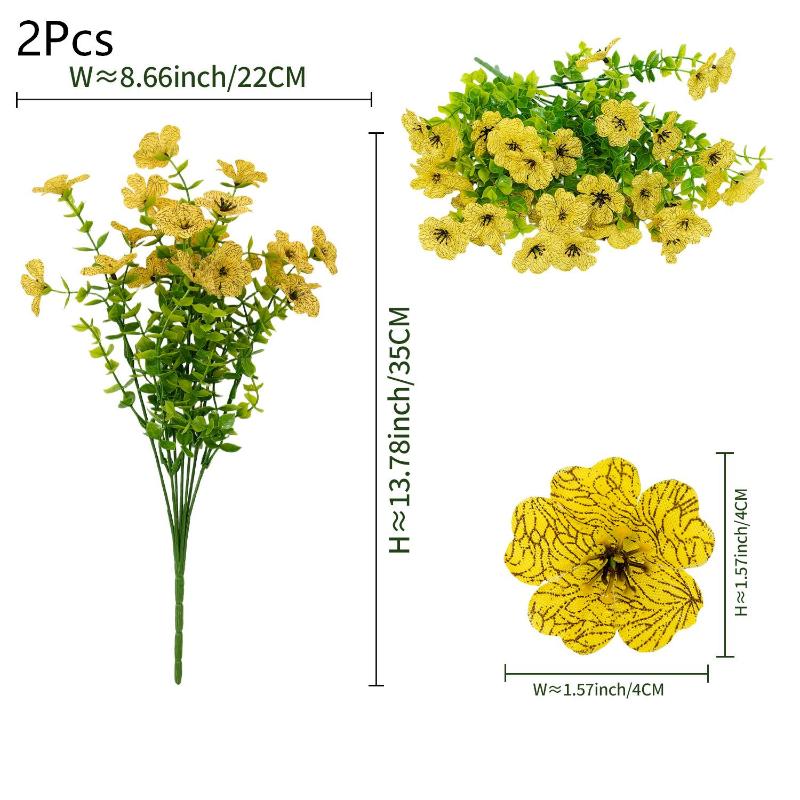 2Pcs Artificial Violet Flowers Faux Silk Bouquets Realistic Fake Plants for Living Room Home Wedding Event Table Decor