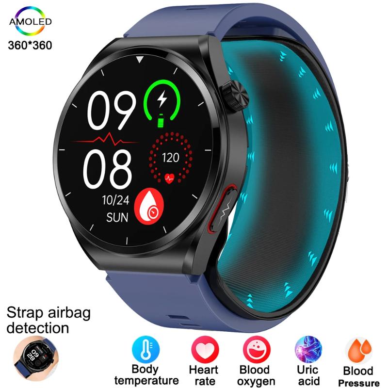 2025 NEW GT5 Smart Watch Air Pump Sphygmomanometer Heart Rate Thermometer Airbag Wristband Call Reminder Health Watch