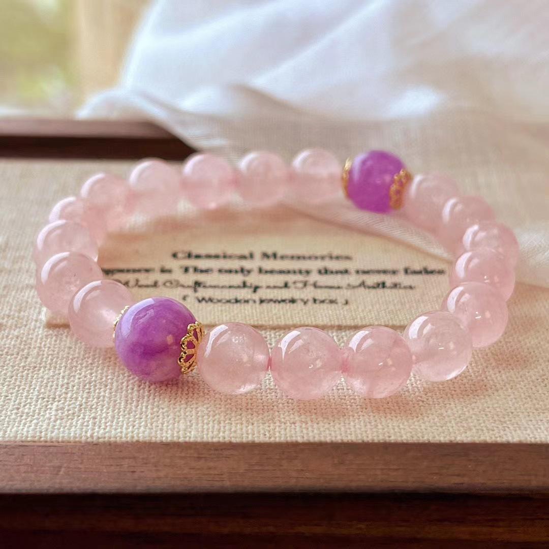 Retro Natural Powder Crystal Contrasting Color Purple Quartzite Stone Bracelet Atmosphere Bracelet