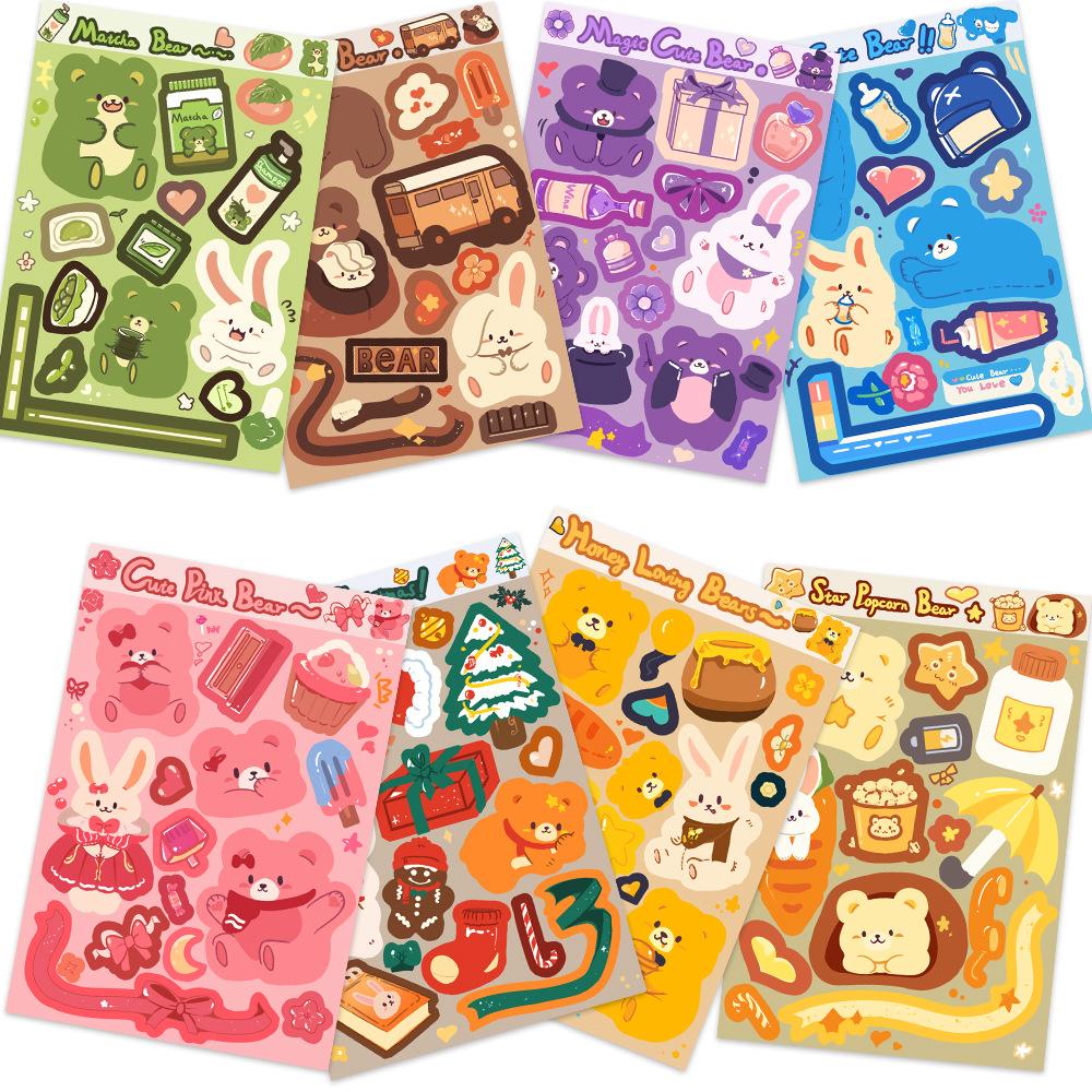 Toy Puzzle Stickers Honey Bear and Carrot Rabbit Guka Stickers Handicrafts Waterproof Repeat Decorative Stickers