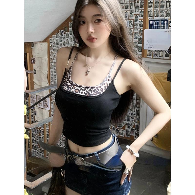 

Літній новий сексуальний тонкий комплект із 2 предметів для жінки 2000-х, повсякденний облягаючий принт, камзол, червоний модний укорочений топ Y2k, костюм у корейському стилі, гарячі дівчата M чорний