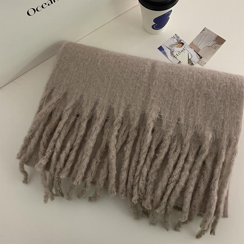 Solid color thickened lengthened scarf women's autumn and winter new Korean version winter student versatile shawl scarf pink