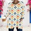 Women Plus Size Round Neck Long Sleeve Floral Plaid Printed Loose T Shirt With Pockets