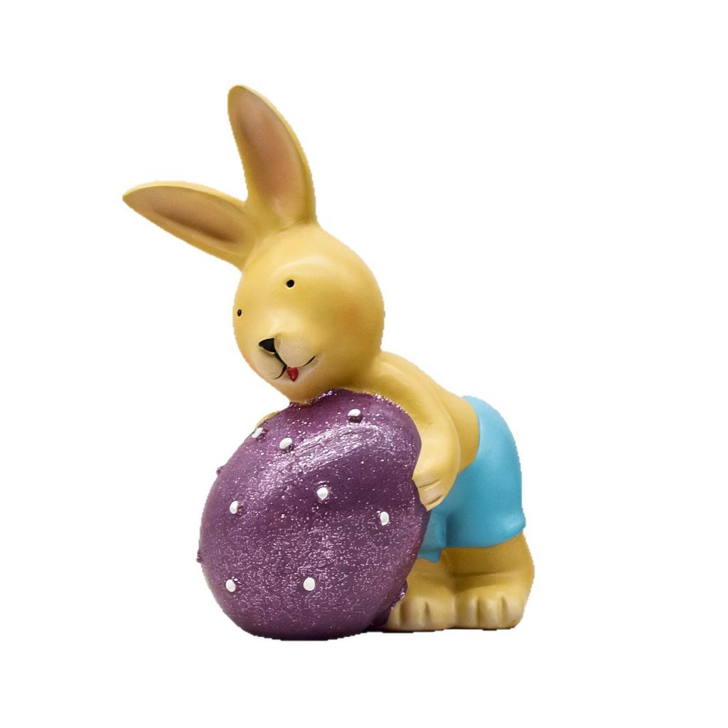 Easter Yellow Rabbit with Colored Eggs Ornament for Party and Home Decor