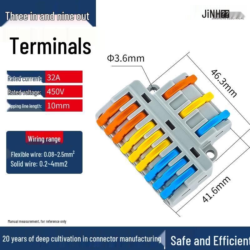 Quick Connector for Home Wiring: Two-in-Six-Out, Four-Out, Eight-Out Terminal Block for Distribution Box