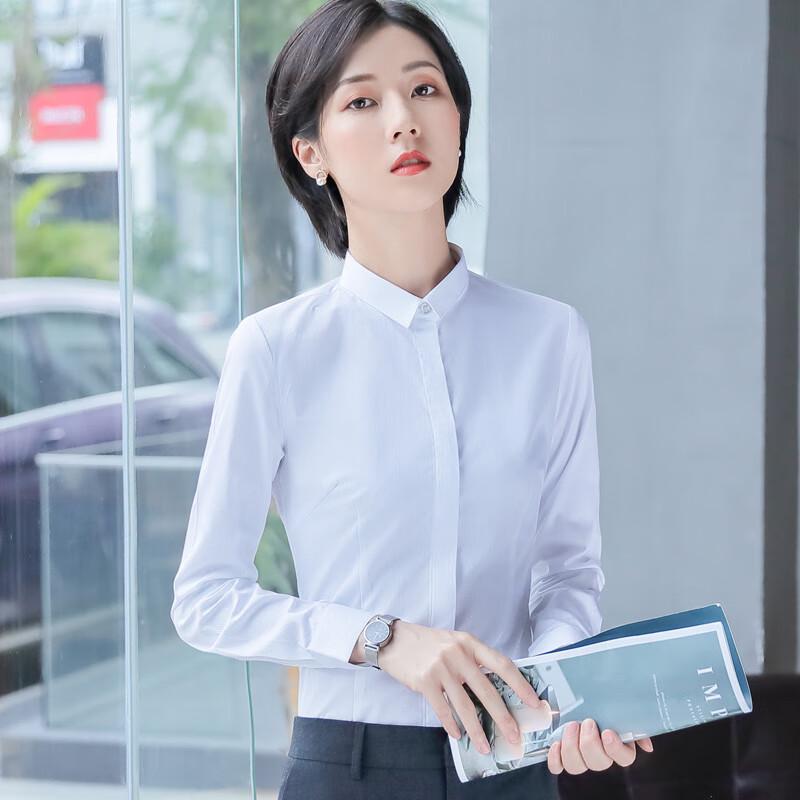 Women s Square Collar Long Sleeve White Blouse L