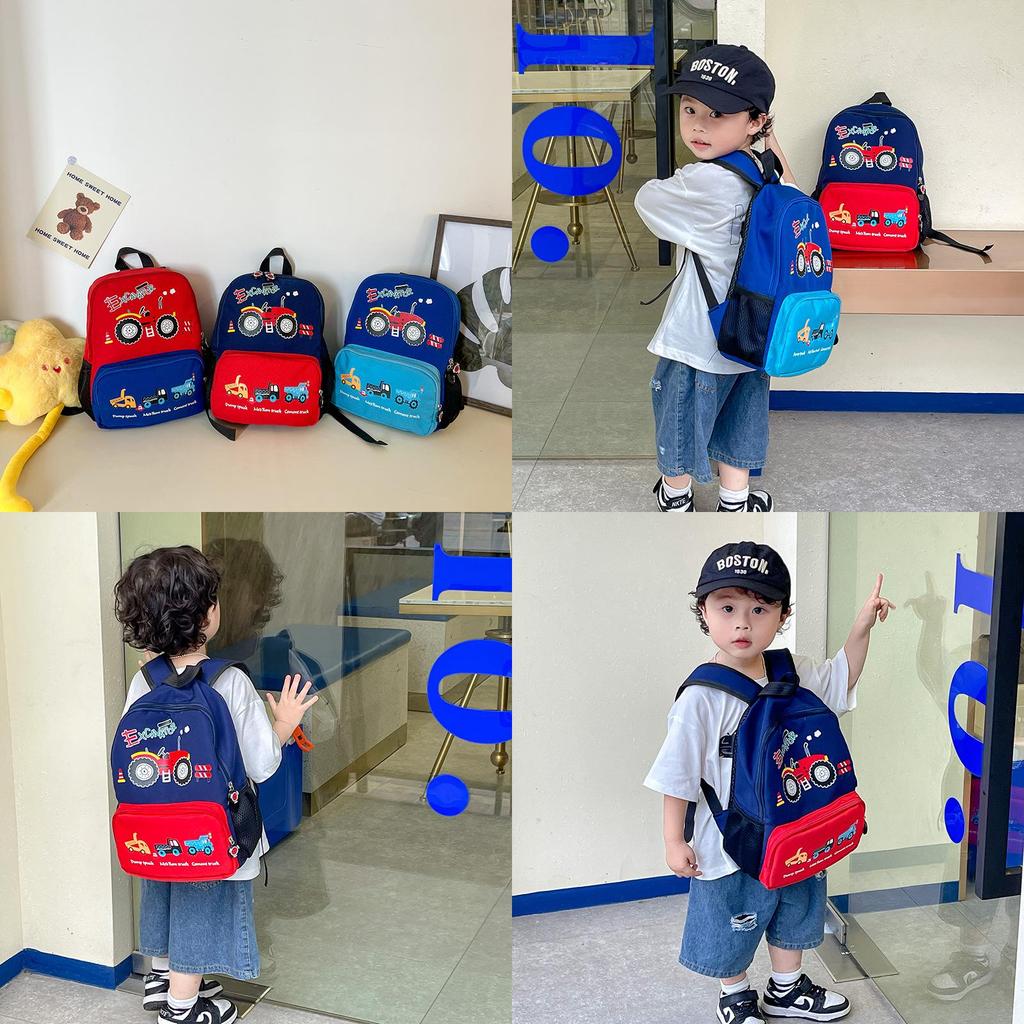 Adorable Cartoon Car Backpack For Boys And Girls Lightweight Oxford Cloth Design For Kindergarten