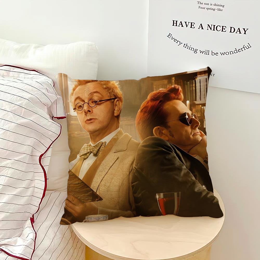 

Classic Tv Good Omens Pillow Case Sofa Living Room Bedroom Headboard Backrest Cushion Square Cushion Nap Time 16x16Inch