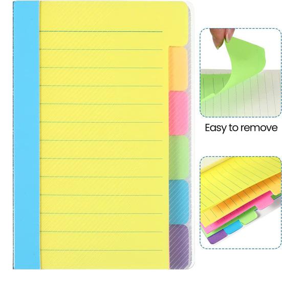 Ruled Notepad Colorful Sticky Notes Set Compact Index Tabbed Notepad Memo Pad for Home Office School