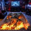Fire Dragon Fantasy Print Crystal Velvet Rug Gaming Room Floor Mat Mythical Beast Design Gamer Decor Cool Indoor Carpet