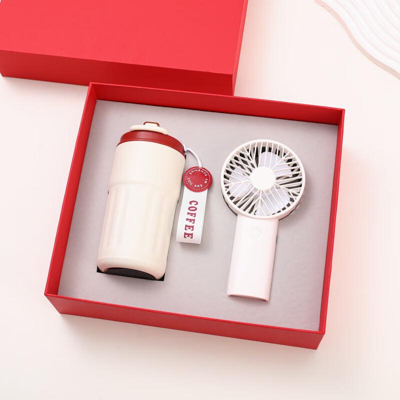 Business Gift Set: Coffee Cup & Mini Fan Red