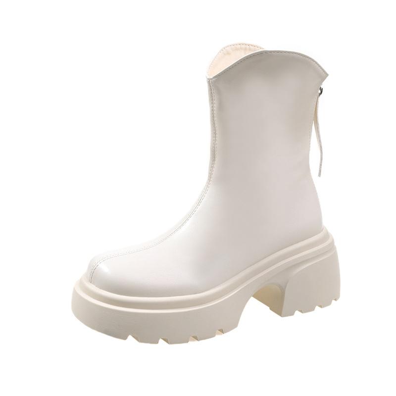 

Осень и зима новая платформа женские ботинки однотонные короткие тонкие ботинки модные с круглым носком ботинки челси ботинки для уличного стиля 40