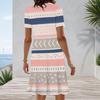 Women Plus Size Round Neck Short Sleeve Printed A Line Midi Dress
