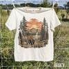 Old School Bison Mountain Sunset Graphic Tee, Western Wildlife Shirt, Rustic Wilderness Top, Comfort Colors® Buffalo Gift Tee