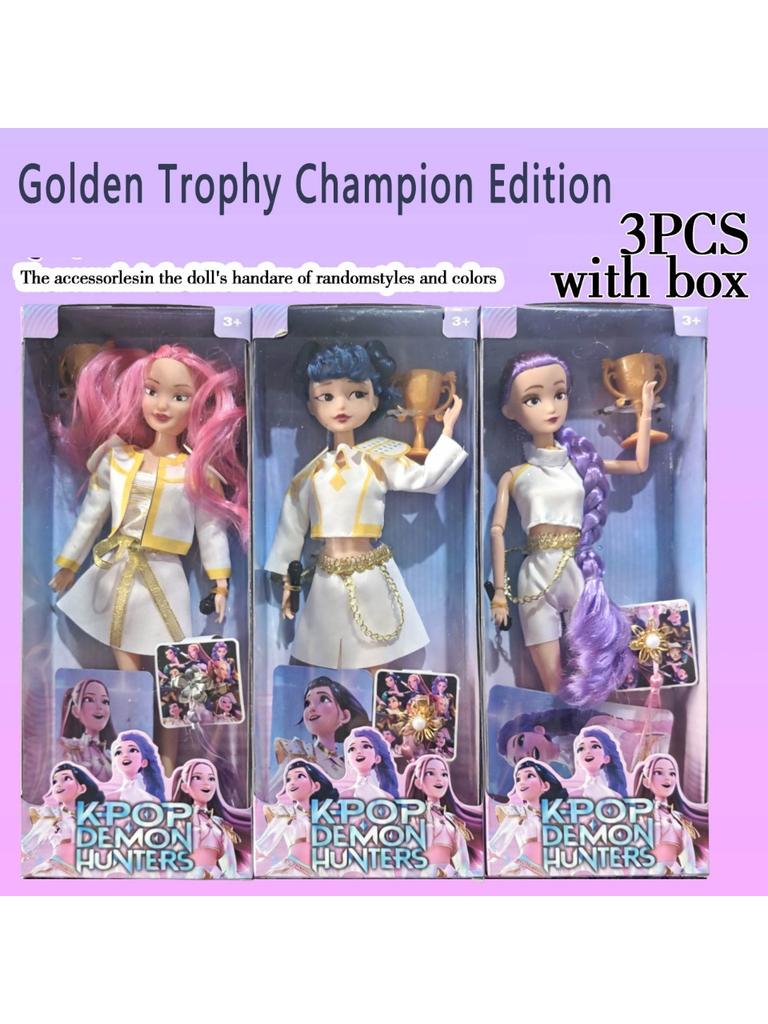 2026 New Anime Character Figurine, Rumi Mira Zoi Vinyl Model Mask Statue, Golden Trophy Decor Fan Birthday Present