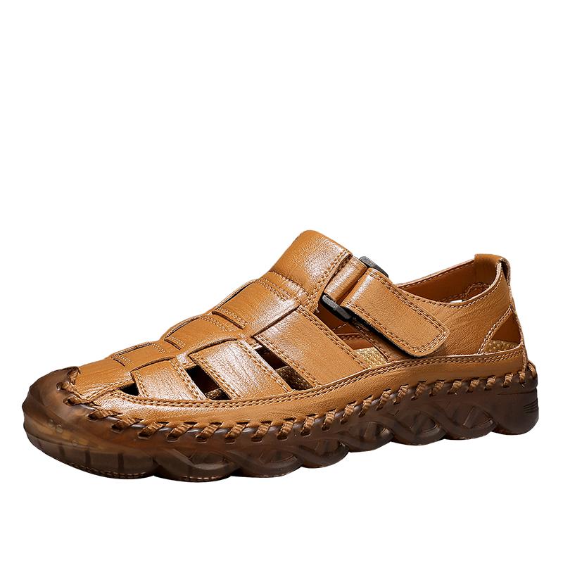 Fashion Men's Casual Summer New Style Genuine Leather Sandals With Non-Slip Big Size 48 Outsole Beef Tendon Breathable Beach Shoes