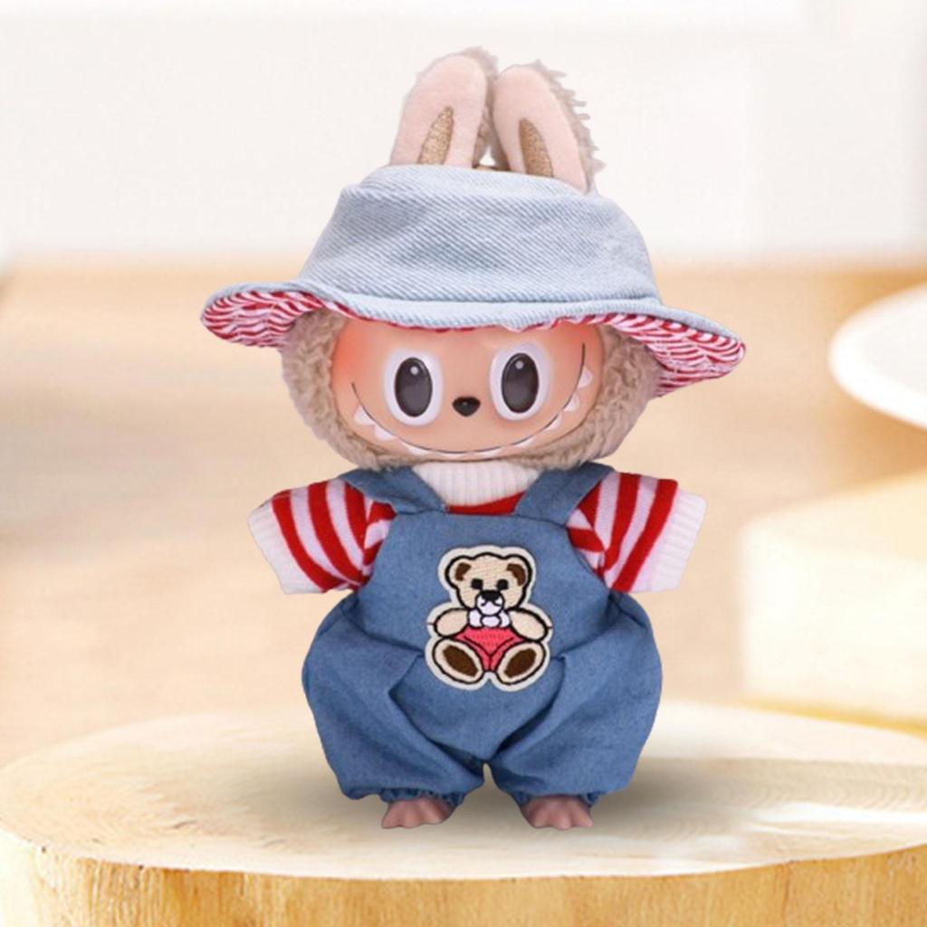 3Pcs Mini 6 inch Doll Clothes Cute Doll Clothes Suit Red Striped Set Adorable Dress up Clothing Girl Doll Clothes for Dolls