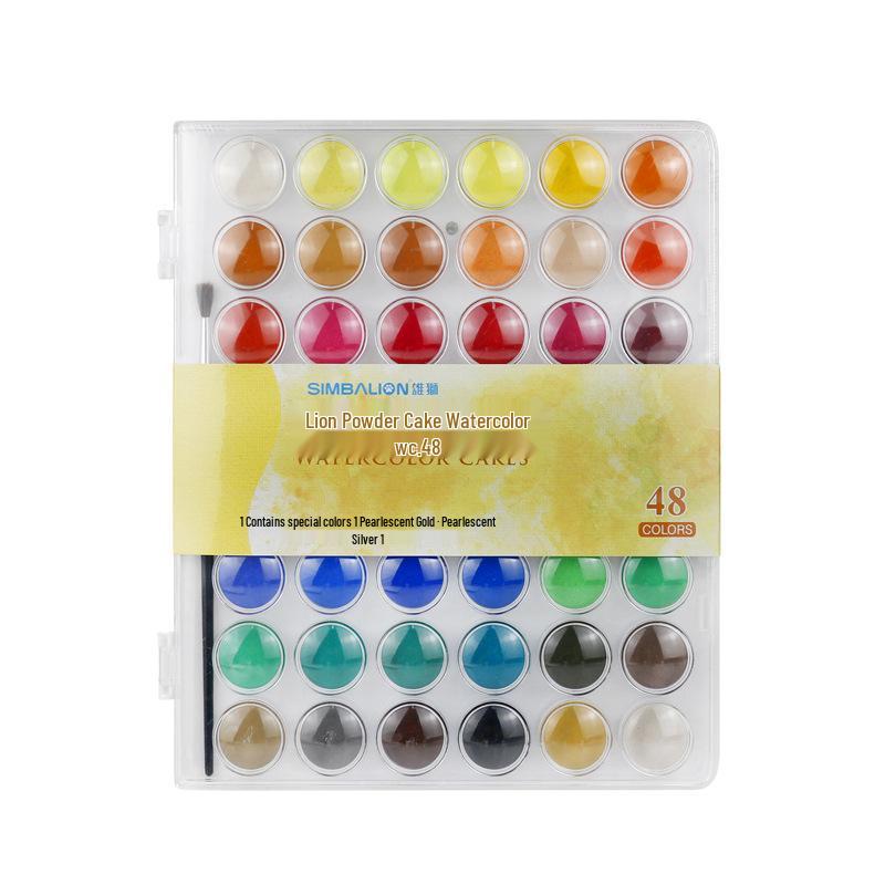 Xiongshi 36-Color Children's Solid Watercolor Paint Set with Compact Transparent Case