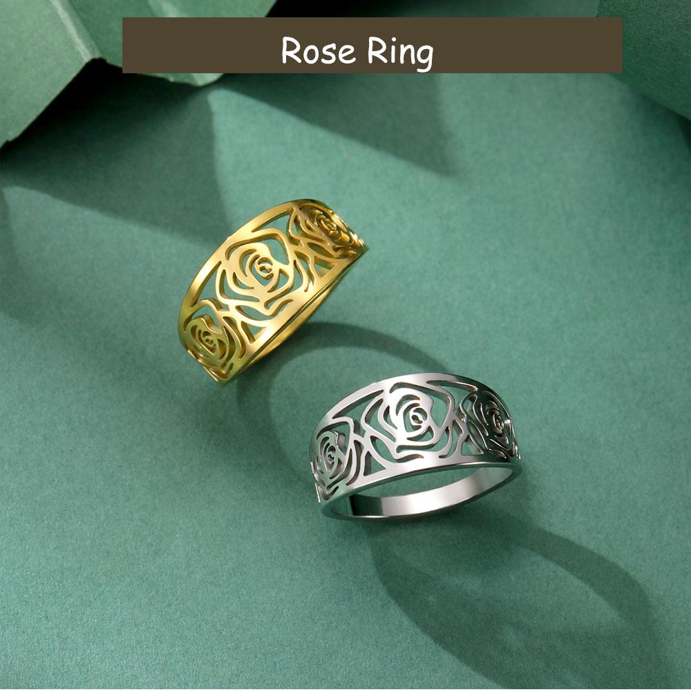 Cazador Rose Flower Rings for Women Stainless Steel 2026 Trend Jewelry Finger Ring Wedding Anniversary Birthday Gifts Wholesale