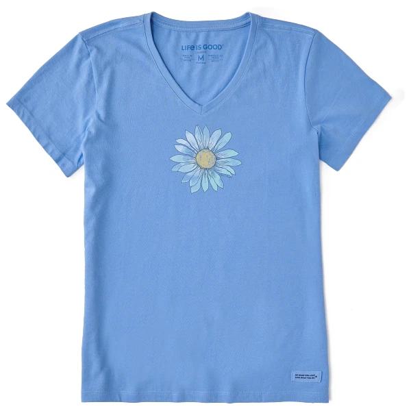 Life is Good. Women s Breezy Daisy Short Sleeve Crusher Vee, Cornflower Blue 4XL