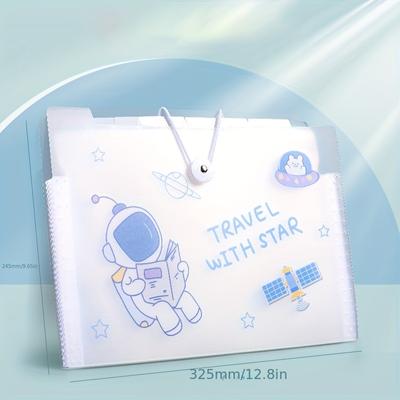 2-Piece Multi-Layer Cartoon Transparent File Folder A4 Student Organizer Insert Paper Bag Supplies