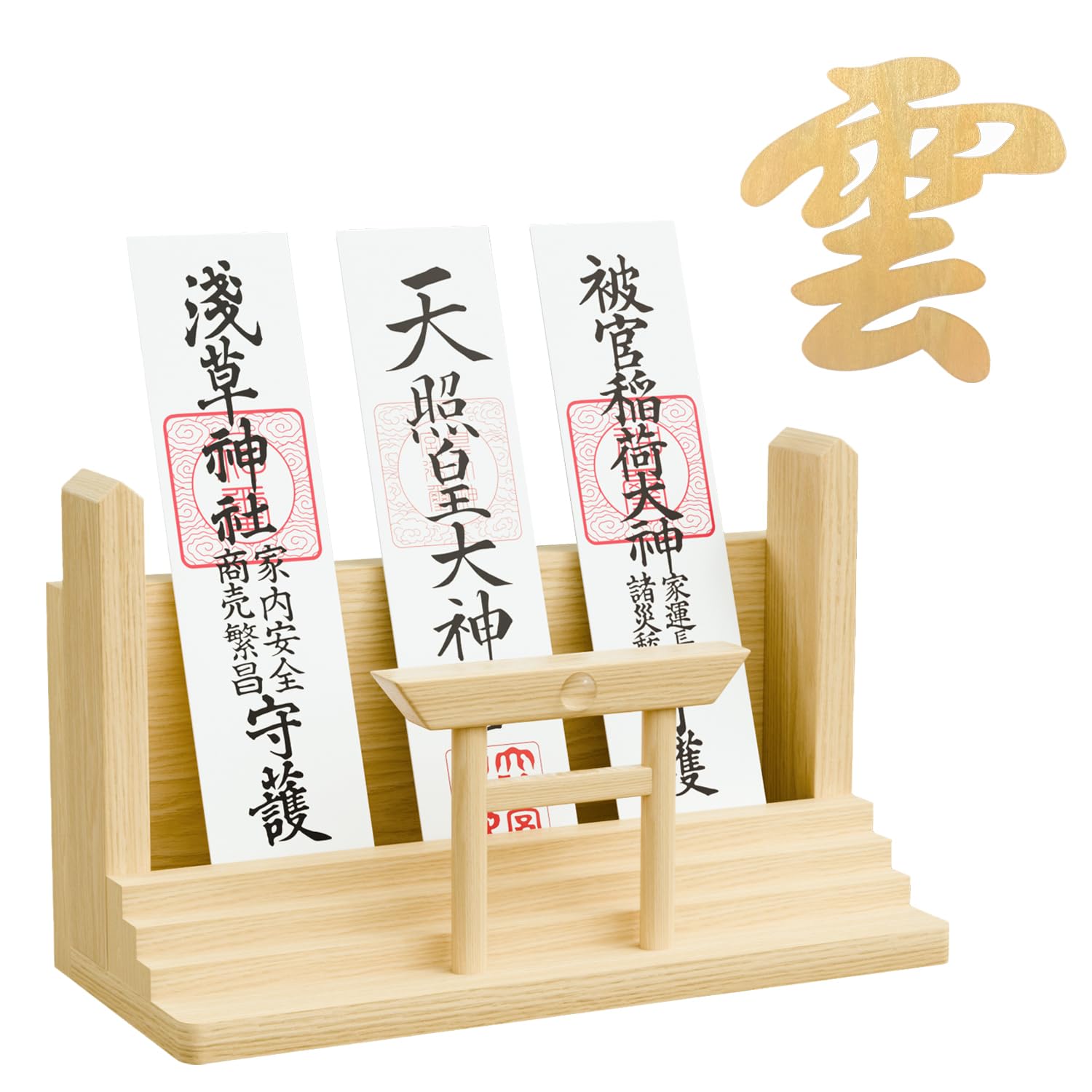 

WoRefCra Wall-Mounted Shinto Shrine, Modern Design, Made of Natural Wood, Stylish, Includes a Cloud Panel, No Drilling Required, Perfect for Rental
