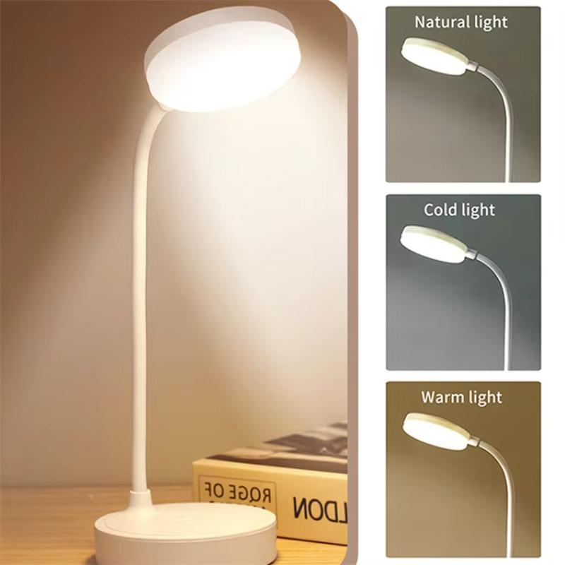 USB Rechargeable Clip‑on Table Lamp, LED Eye‑Caring Desk Lamp, Dimmable Reading Night Light for Study, Office & Bedside Work