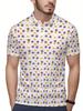Men's Short Sleeve Polo Shirt with Flat Digital Print Pattern - No Texture