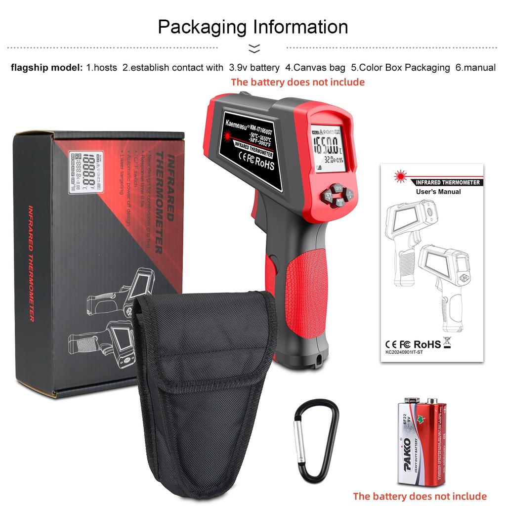 New Upgraded Digital Infrared Thermometer -50~600/800/1200/1400/1650 degree Double laser Non-Contact Thermometer Gun thermometer