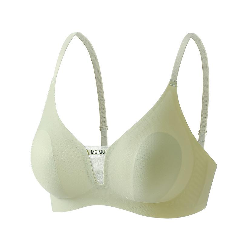 Traceless Underwear Breathable Antibacterial Small Gathering Comfortable No Steel Ring Rabbit Ear Cup Sexy Soft Support Ultra-thin Bra