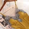 Sexy Ice Silk Sling Nightdress With Chest Pad Pajamas Ladies Silk Nightwear