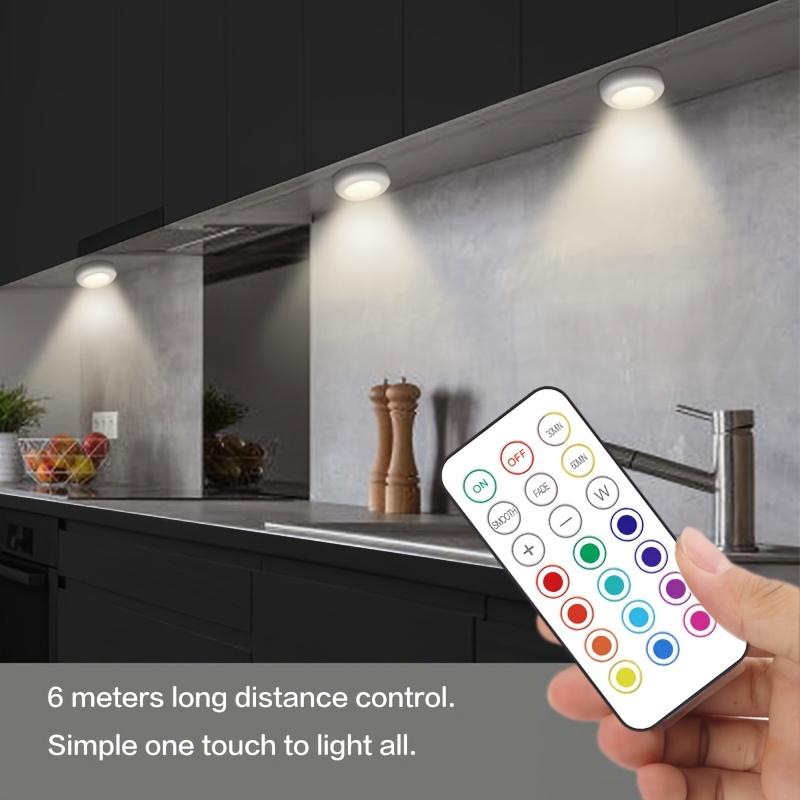 1Set/3pcs LED Remote Control Night Light 13 Colors RGB Breathing Dimming Festive Atmosphere Pat Ice Hockey Light Bedroom Wardrobe Cabinet Light
