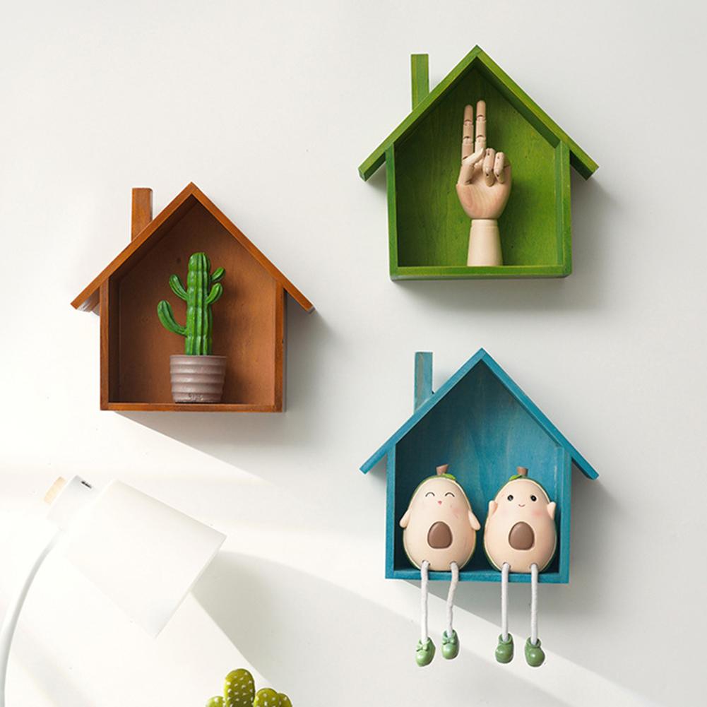 Nostalgic Wall Shelf Retro Wall Decoration Wooden House Shelf
