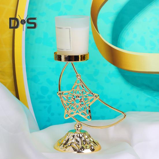 Eid Ramadan Moon Shape Candle Holder Rustproof Corrosion Resistant Candlestick Holder Ramadan Centerpiece Decoration