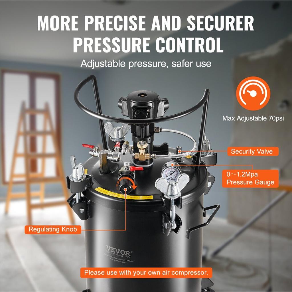Réservoir à pression pour peinture en aérosol 30 L / 7,5 gal Agitation entièrement automatique 70 psi