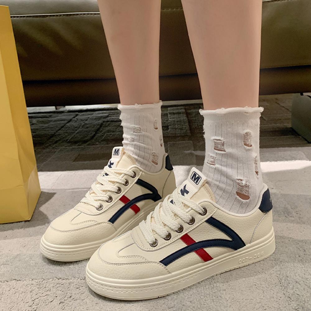 Leather White Shoes Women's Casual Versatile Flat Baseplate Shoes Women's Sports Shoes