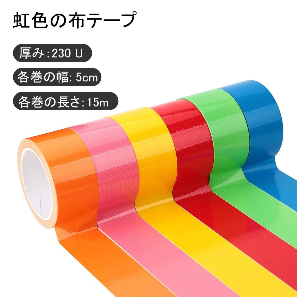 SOYANGNEK Rainbow Colored Cloth 6 Packaging No Heavy Suitable for DIY Item Tape, Rolls/Set, Tape, Waterproof, Strong, Residue, Duty, Projects, Moving,