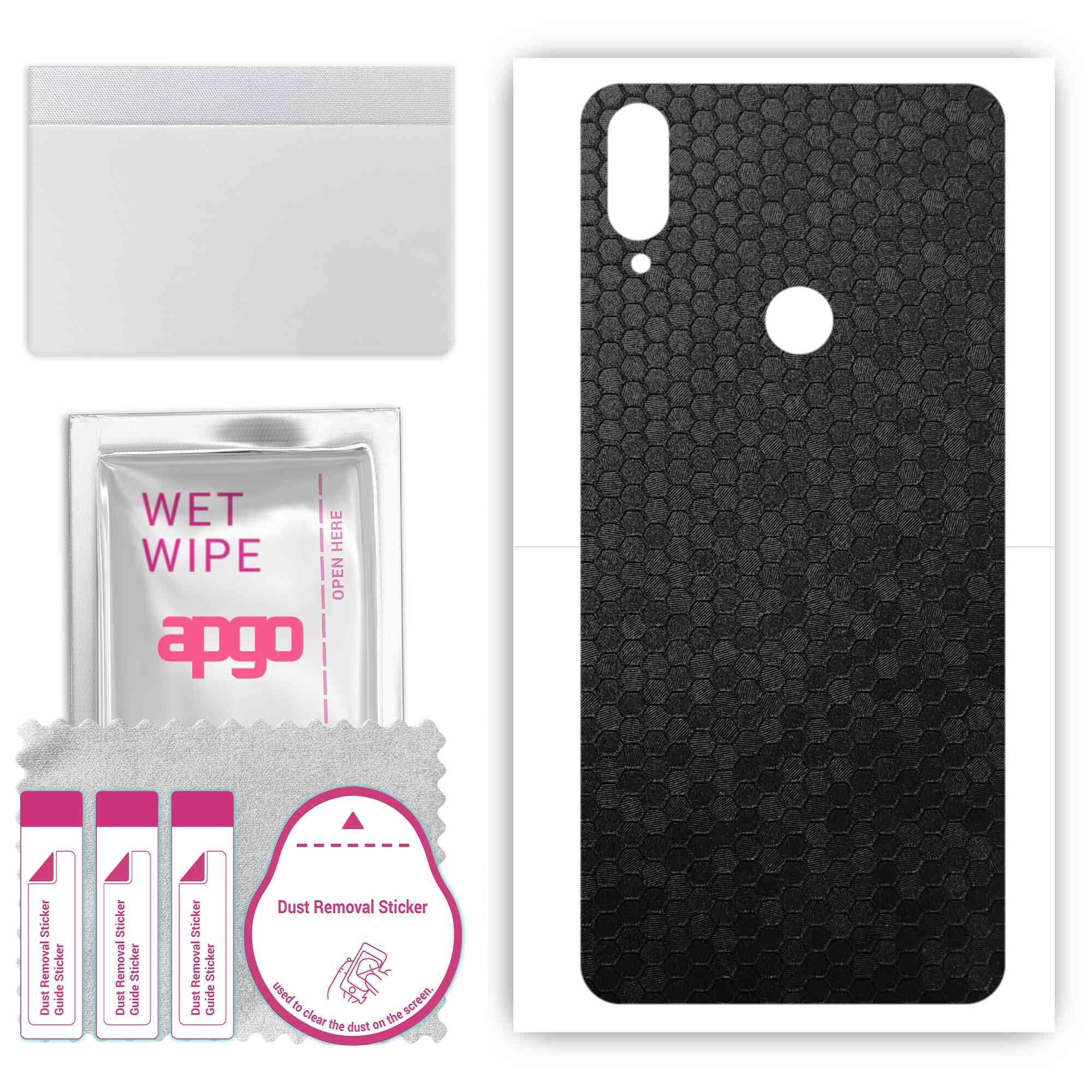 

Apgo Protective Skin Sticker for the back compatible with Oukitel C16, Wrap Film, Foil, Vinyl - Pattern Black Honeycomb