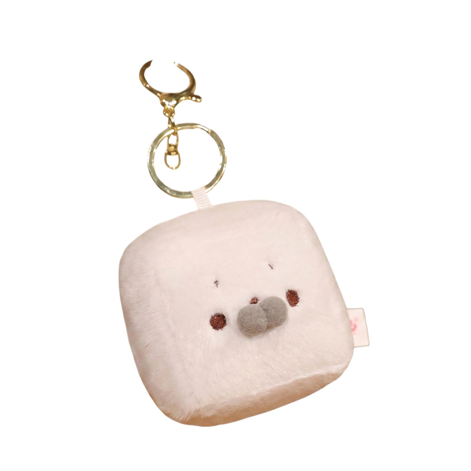 

Plush Square Keychain Soft Stuffed Animal Toy with Metal Clip and Key Ring Suitable for Bag Decoration and Gift Accessories One Size