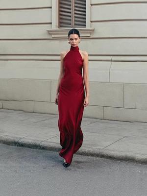 European & American Style Women's Halter Neck Slim Fit Backless Mermaid Party Dress