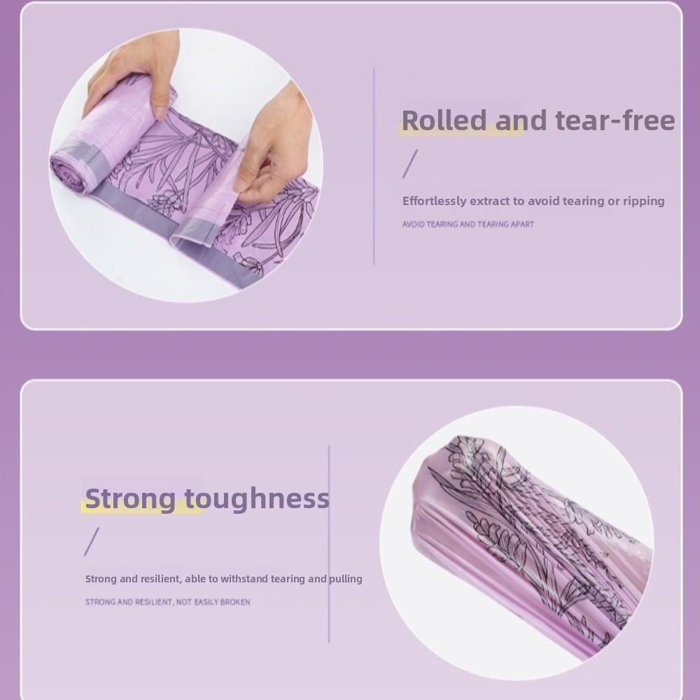 Large Capacity Lavender Scented Garbage Bags Colorful Print Purple Color Trash Bags Non-Tearable Plastic Drawstring Garbage Bags