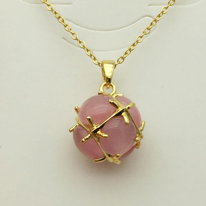 1 Pcs Faux Cat Eye Rubik Cube Copper Pendant with Stainless Steel Chain Combo Necklace