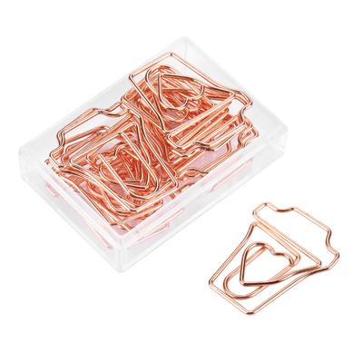 12 stuks/doos Rosegoud Kleur Metaal Elektroplating Paperclips Grappige Boekenlegger Markeerclip