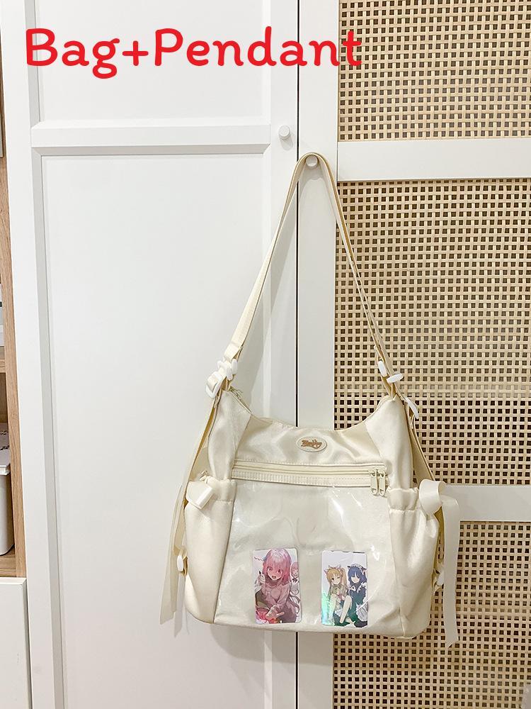 College Style Sweet Transparent Tote Bag With Zipper Pockets For Daily Use