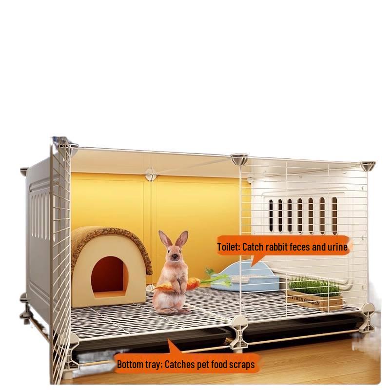 Großer Kaninchenkäfig mit integrierter Toilette für Zuhause - Geeignet für Meerschweinchen und Zierhaustiere