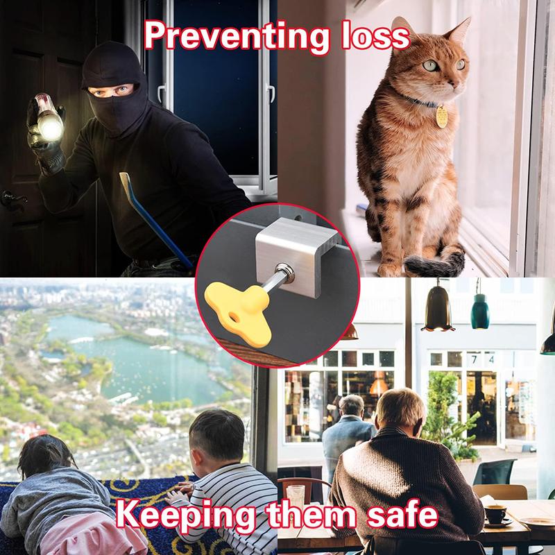 1/4pcs Door Window Lock Stopper Adjustable Security Window Door Lock with Key Wrench Door Frame Security Lock Children Guards