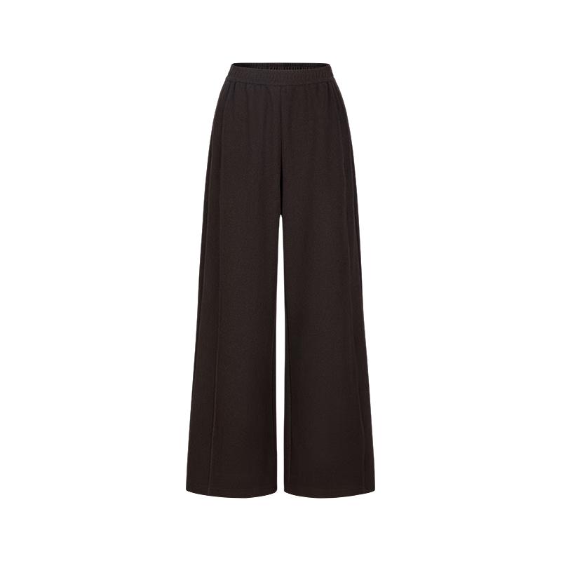 JIU ZI AN NA KOU Women's Free Pants Relaxed Plush-Lined Wide-Leg Trousers