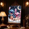 Starry Cloud Lilo, Stitch & Angel New Pearl-Inlaid Frameless Art | Handmade Pearl Craft, Starry Moon Cloud Theme, for Cute Dopamine Decor